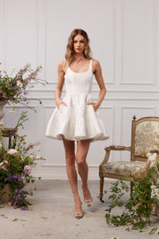 The Betina Dress in White Windsor Brocade
