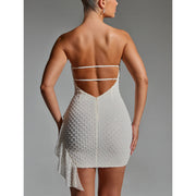Sexy Strapless Large Backless Hip Ruffled dress