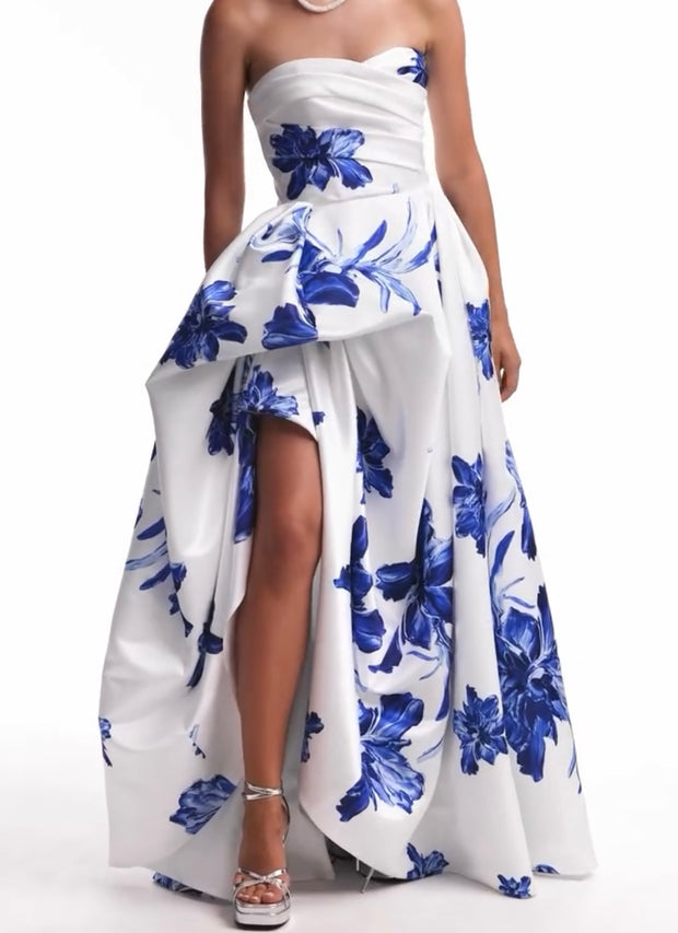 Tube Top Printing Long Large Hem Dress