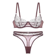 Sexy Underwear Shell Embroidery Bra Set
