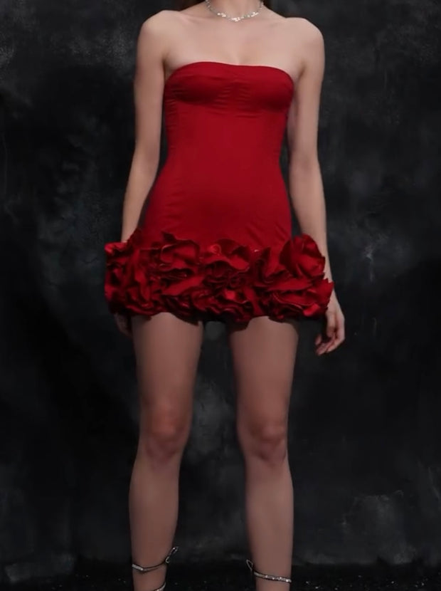 Red High-End Sexy Tube Top Dress