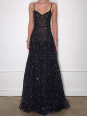 Temperament Camisole Mesh Glitter Dress