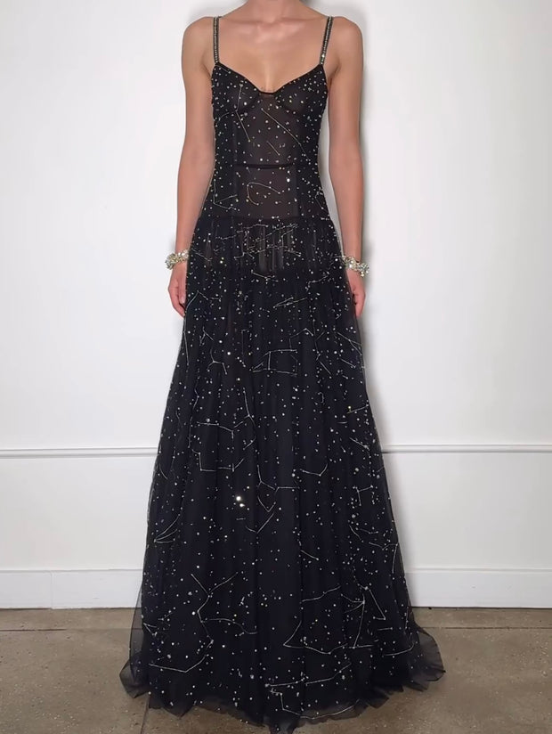 Temperament Camisole Mesh Glitter Dress