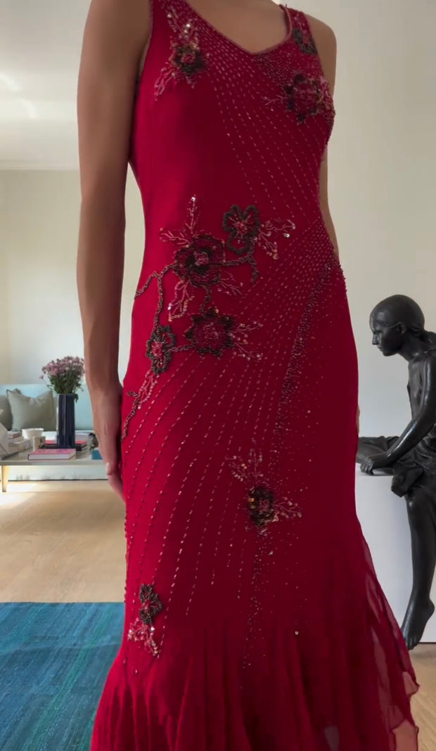 Elegant Sling Embroidery Beads Dress