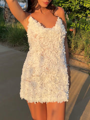 Sweet and Cute Three-Dimensional Flowers Camisole Gown Dress