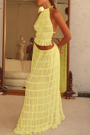 New Sleeveless Halter Top and Skirt Two-Piece Set
