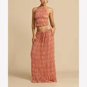 New Sleeveless Halter Top and Skirt Two-Piece Set
