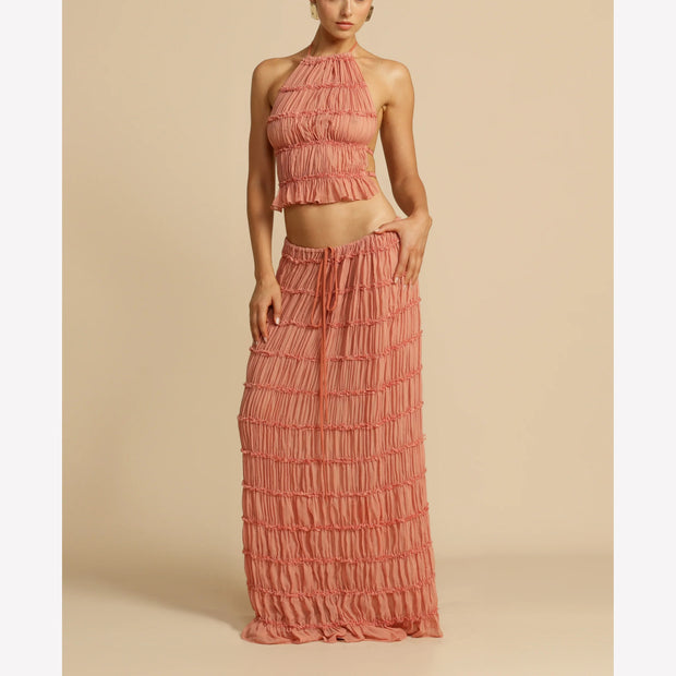 New Sleeveless Halter Top and Skirt Two-Piece Set