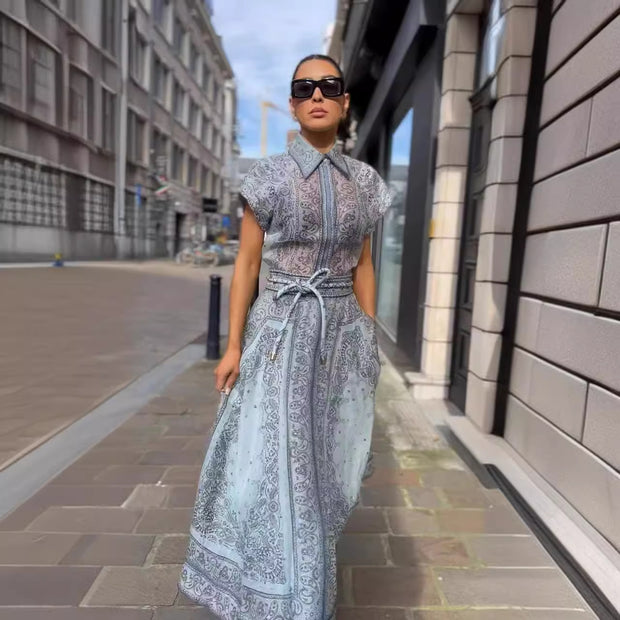 Two-Piece High-End Shirt Top Drawstring Long Skirt