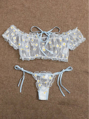 Sexy Flower Lace Split Two-Piece Suit