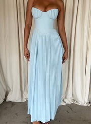 Fashionable Elegant Tube Top Sleeveless Pleated Dress