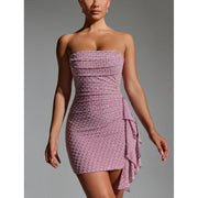 Sexy Strapless Large Backless Hip Ruffled dress