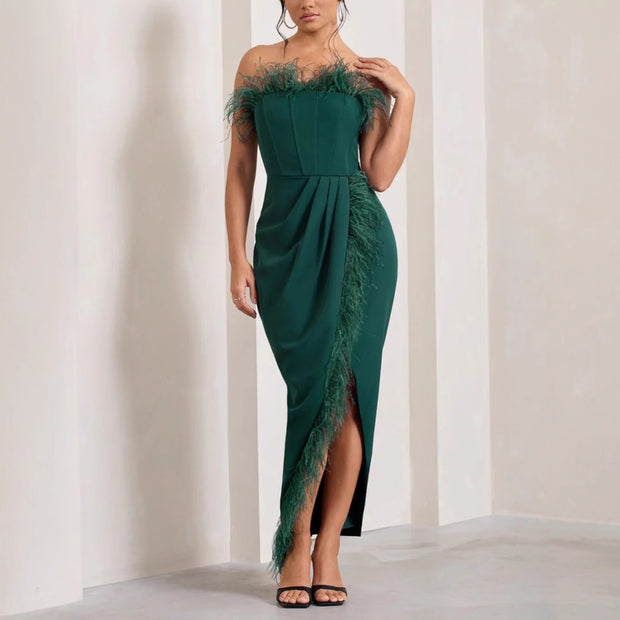 new sleeveless plush tube  dress