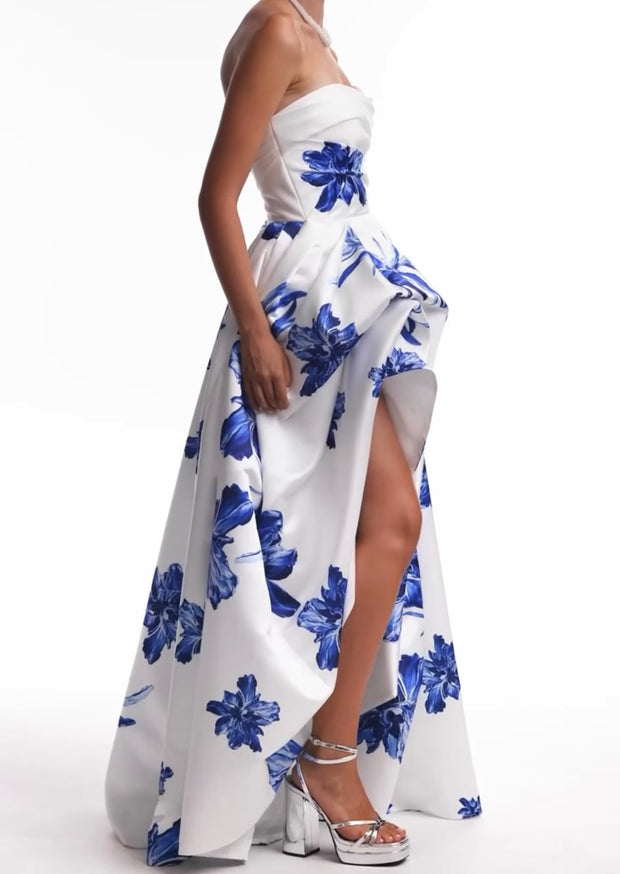 Tube Top Printing Long Large Hem Dress