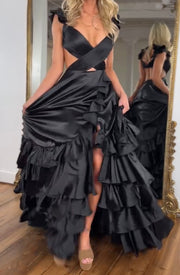Young Solid Color High Sense Heavy Industry Elegant Evening Dress