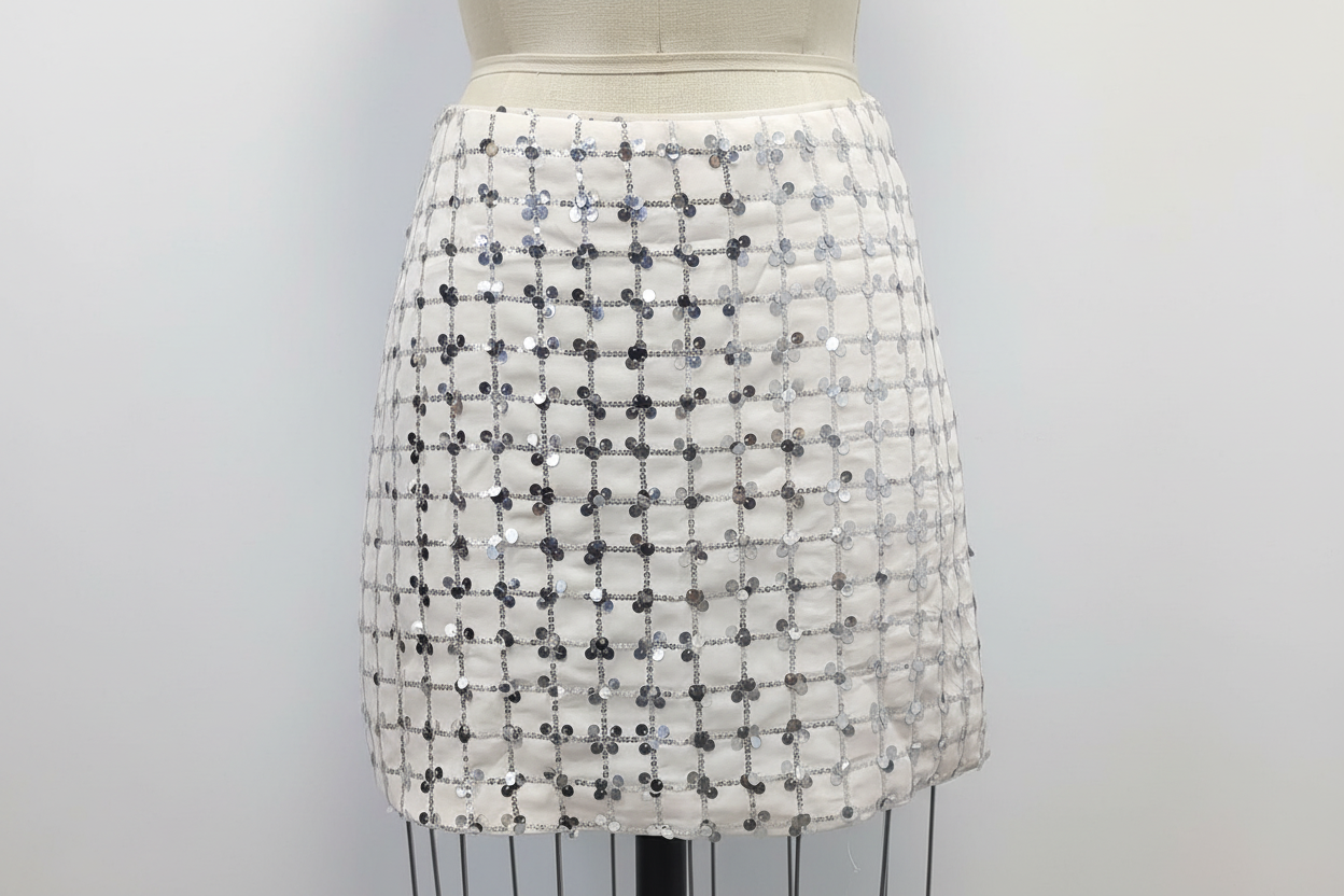 White sequin mini skirt product image